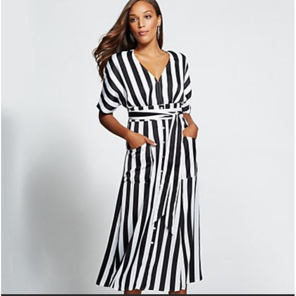 New York & Company Dresses & Skirts - NWT Gabrielle Union Collection Striped kimono Midi  Dress